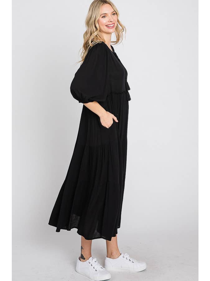 ELLEBORN – wholesale Klänning - Dam – Puff Sleeve Midi Klänning 3107D9