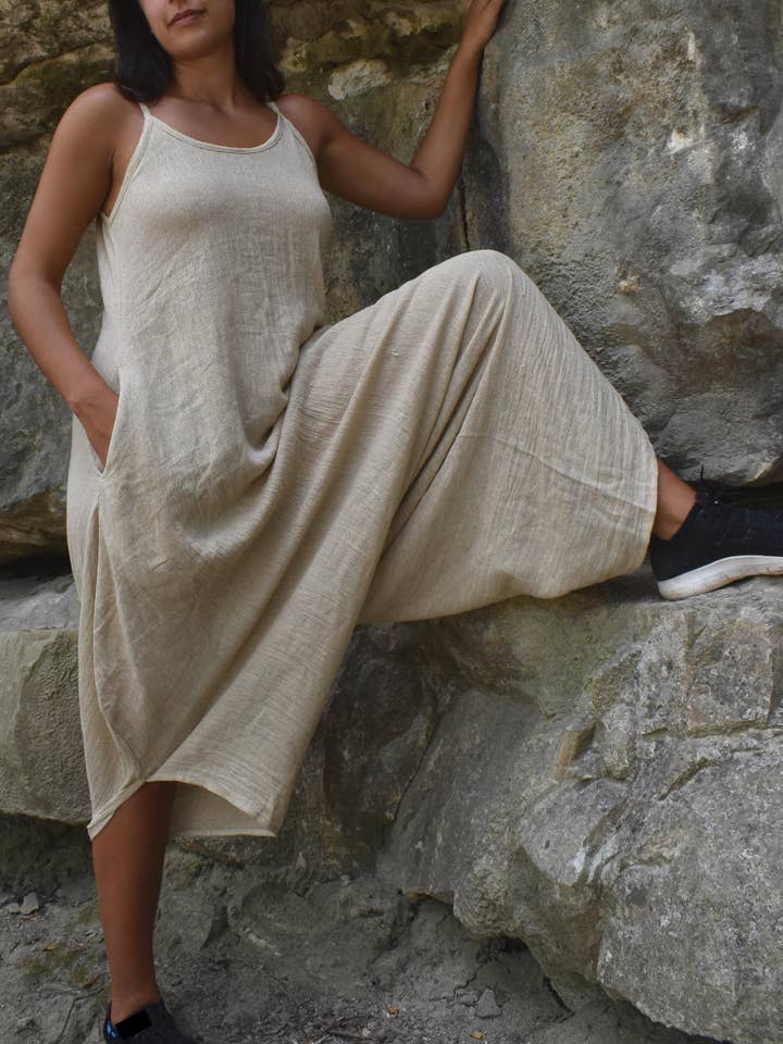 A Tender Rose - Wholesale Jumpsuit - Women's - Hemp Harem Sleeveless Jumpsuit- Boho - All Sizes - Case of 21