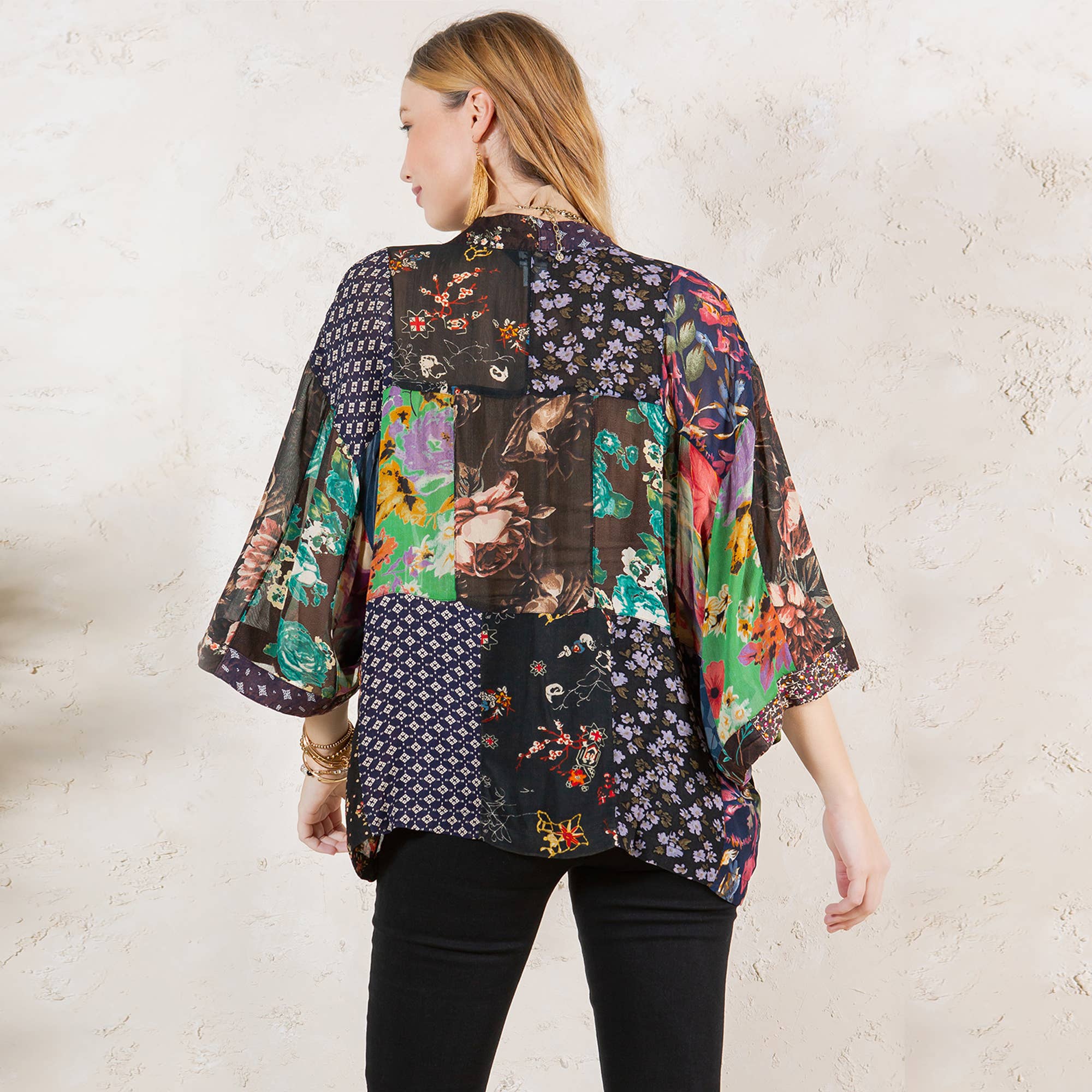 Young Threads - Wholesale Kimono - Women's - Kimono Top In Overdyed Mix N Match Patches - in 7 Color ways14