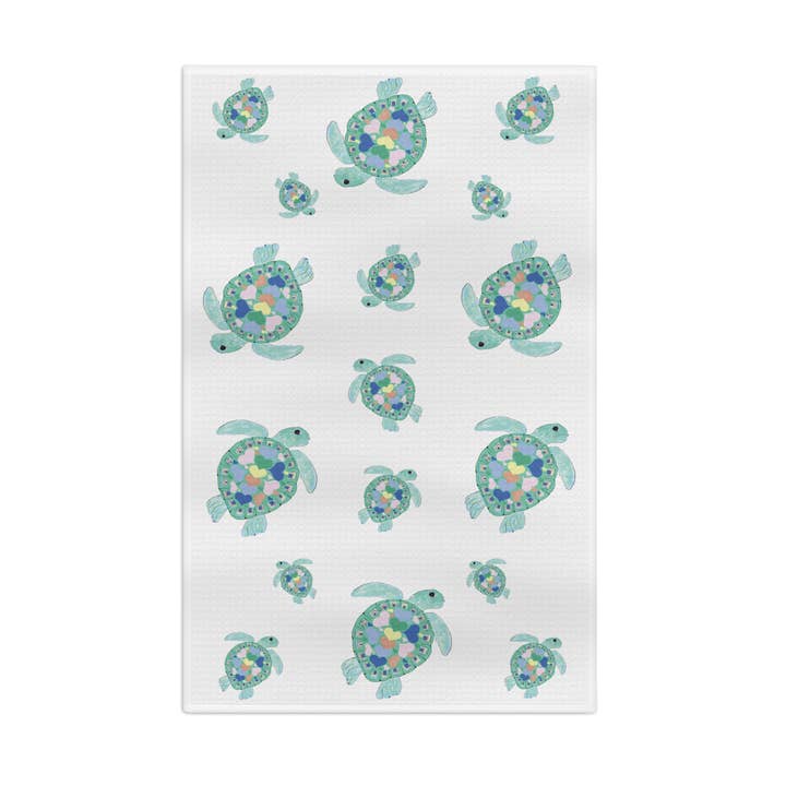 Blue Cava - Wholesale Tea Towel - “Love” Sea Turtles Microfiber Waffle Towel0