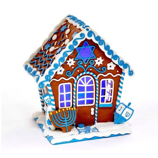 7"HANUKKAH GINGERBREAD LED HOUSE TABLEPIECE for wholesale by Kurt S. Adler, Inc.