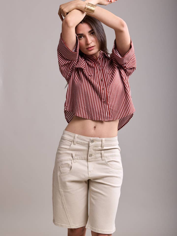 Toxik3 bermuda jean stretch superposé for wholesale by Toxik3