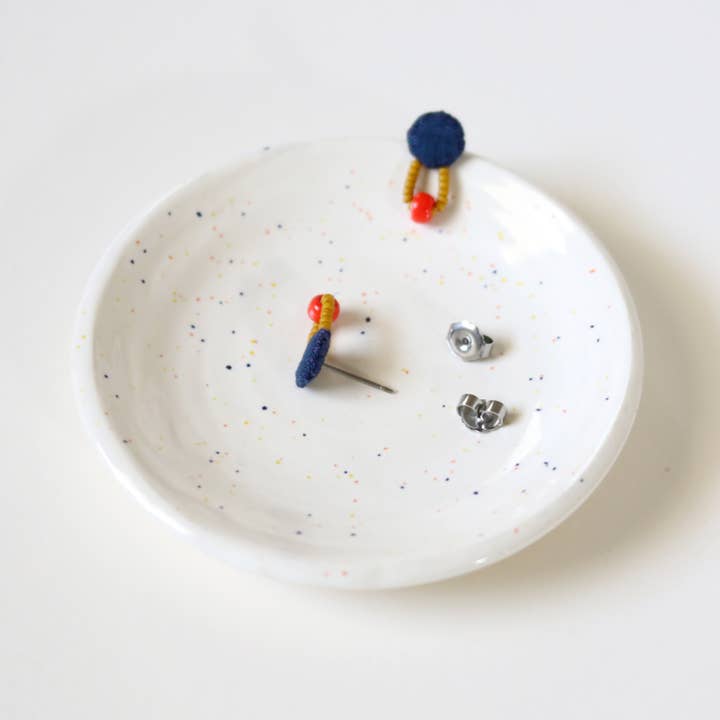 ashdel – wholesale Stud/post earrings – Hand-Sewn Vintage Fabric Dot Stud Earrings2