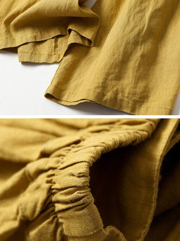 UZ Wholesale Store - Vendita all'ingrosso Pantalone - Donna - Pantaloni larghi nona larghi in cotone ramie tinta unita1