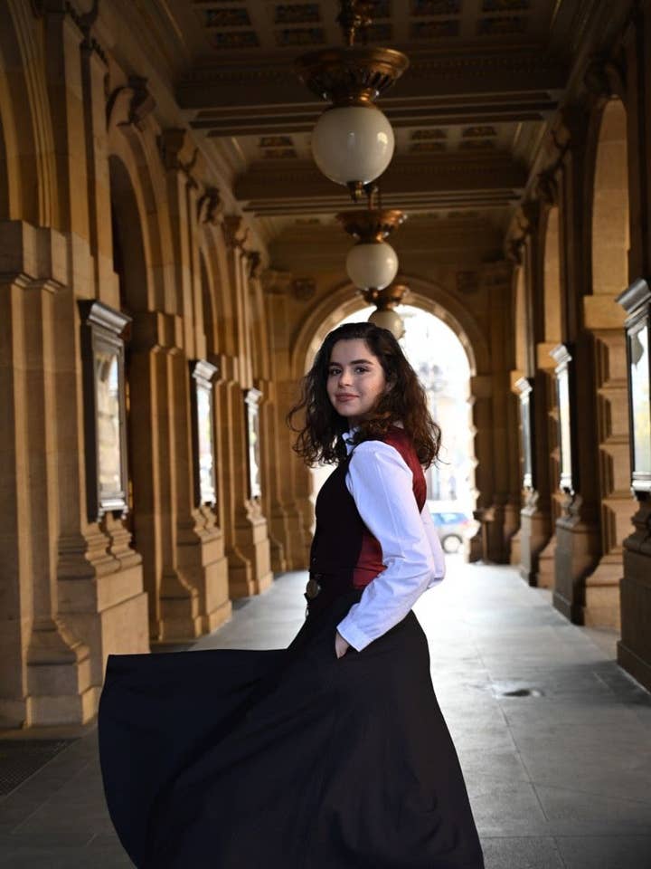 Académia zwart/bordeaux geruite rok voor wholesale door Pivoine Signature