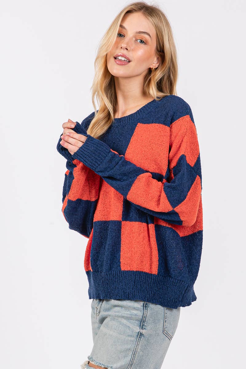 Sewn and Seen - Wholesale Knit Sweater - Women's - CHECKER SWEATER TOP 30
