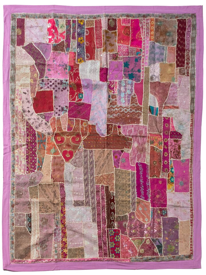 Capa de Cama One of A Kind Vintage Quilt/Pink Trim por atacado de Vintage Addiction