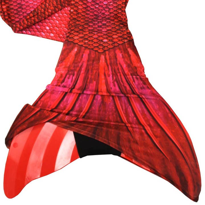 Sun Tail Mermaid - Wholesale Beach/Pool Toy - Kids & Baby - Fiji Red Mermaid Tail + Monofin Set for kids, girls, teens, and women (pool toy)