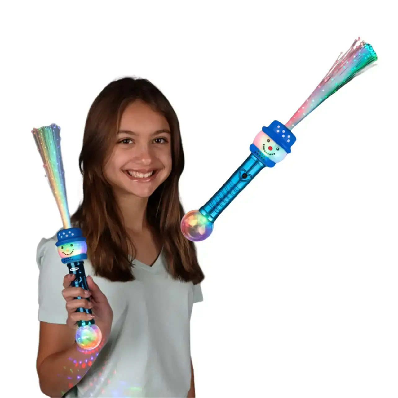 Blinkee.com, LLC – wholesale Light-up toy – Kids & baby – Flashing Fiber Optic Friendly Snowman Wand with Prism Ball3