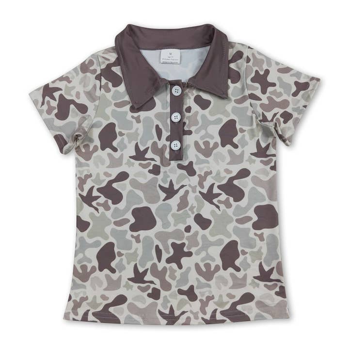 Short sleeves camo duck kids boys polo shirt for wholesale by Yawoo Garments