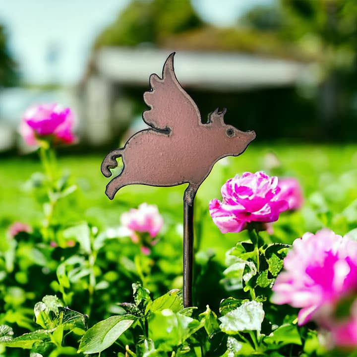 Whimsies - Wholesale Garden/Lawn Stake - Pig plant stake whimsical flying pig patio lawn garden love
