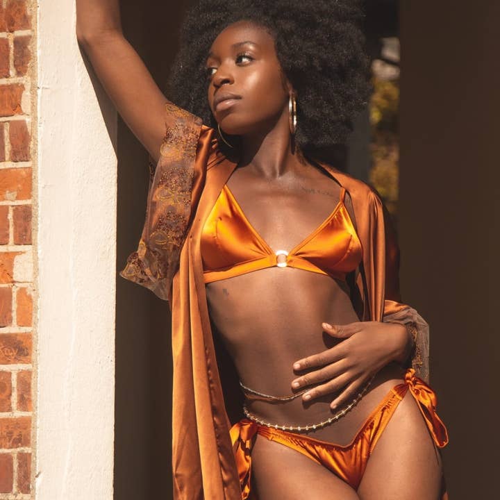 Luna Flame Silk Side Tie Knicker for wholesale by IHUOMA