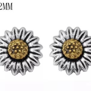 Snap - 12mm - Mini - Sunflower - Silver and Gold for wholesale by Say It in A Snap Jewelry