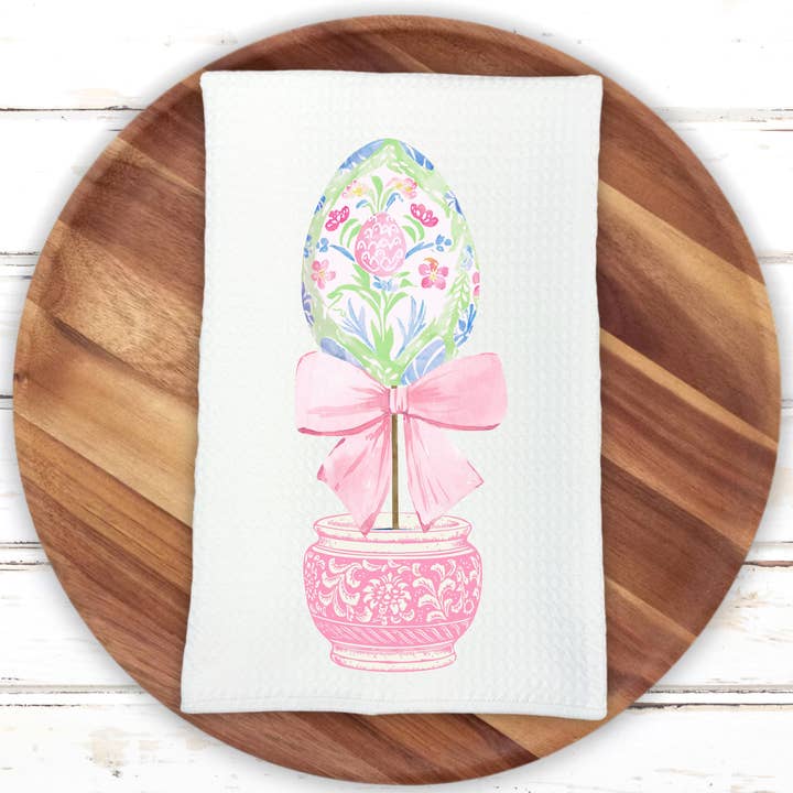 Easter Egg Topiary Kitchen Dish Towel for wholesale by Painted Skies