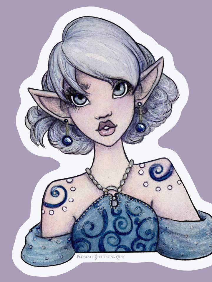 Blue Swirl Faerie Fairy Sticker for wholesale by Faeries of Glittering Glen