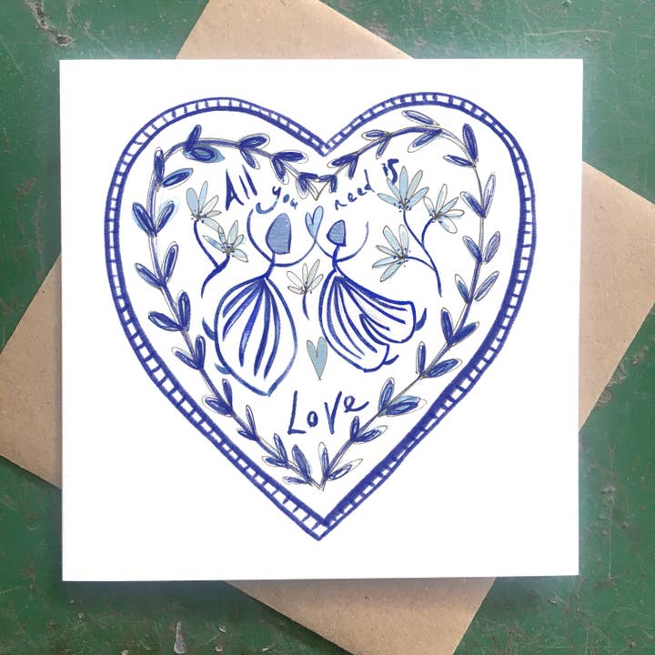 Tudo o que precisas é amor - Cartão de Saudações Ilustrado por atacado de Hello Magpie