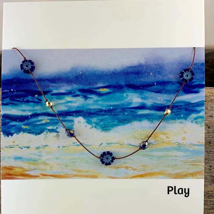 Carded Necklace: "Play" Ocean Waves for wholesale by Jo Bird Jewelry
