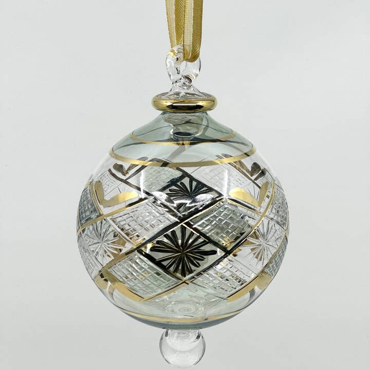 Arabazaar Gallery LLC - Wholesale Ornament - Large Crystal Globe w/ Hand Painted Geometric Design - Egyptian Hand Blown Glass Ornament4