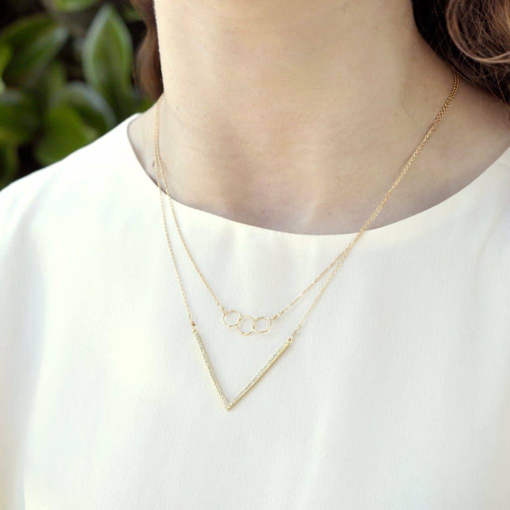 Ofina Jewelry - Wholesale Pendant/Charm Necklace - Tiny Triple Diamond Cut Circles Necklace2