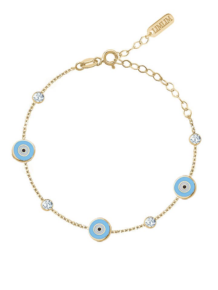 BRACELET DE CHEVILLE ŒIL MALÉFIQUE PEINT À LA MAIN EN ÉMAIL pour la vente par limlim