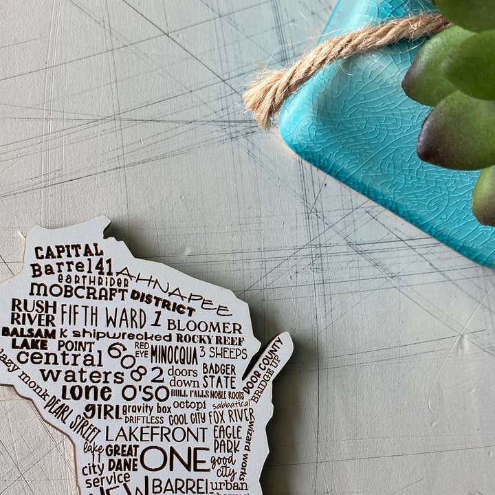 Wisconsin breweries wood magnet for wholesale by Novotny Designs