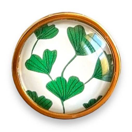 Bague Feuilles de Ginkgo vertes finition dorée ou argentée pour la vente par Dans l'Air du Temps Bijoux