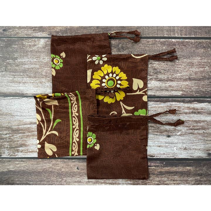 House of Kraft Jewelry & Accessories - Wholesale Gift Bag Set/Pack - Gift Pouches | Upcycled Silk Pouch | Pack Silk Gift Pouch43