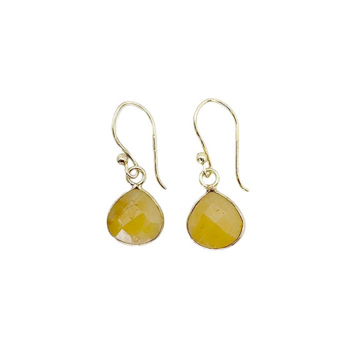 GoldPlated Earrings with SemiPreciousStone Yellow Aventurine for wholesale by Anju Jewelry