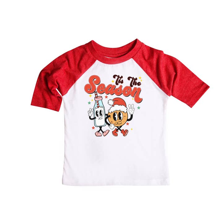 Tis' The Season Retro Weihnachts-Raglan - Großhandel für den Großhandel von Jumpin' Jaks Tees