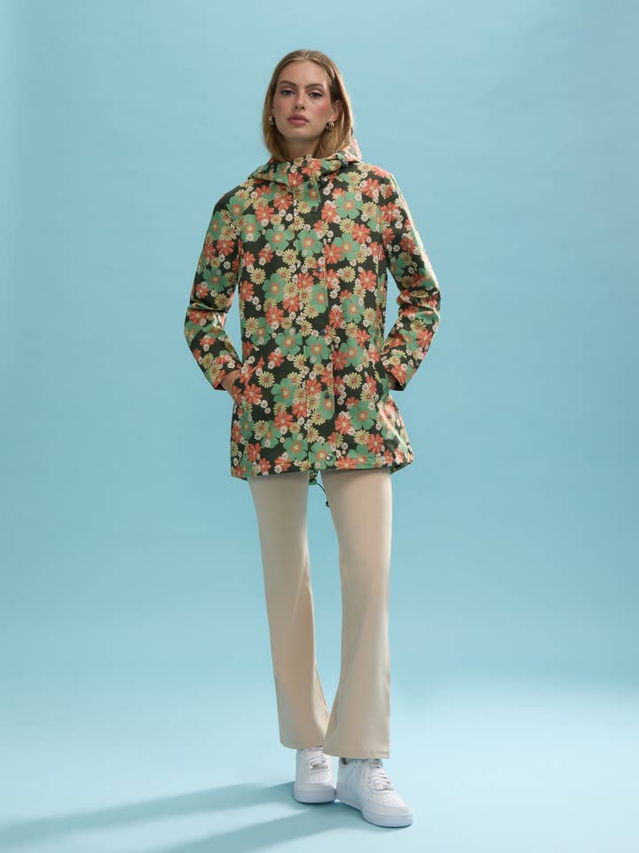 C3356NVL - Ditsy Floral Hooded Rain Jacket for wholesale by NVLT