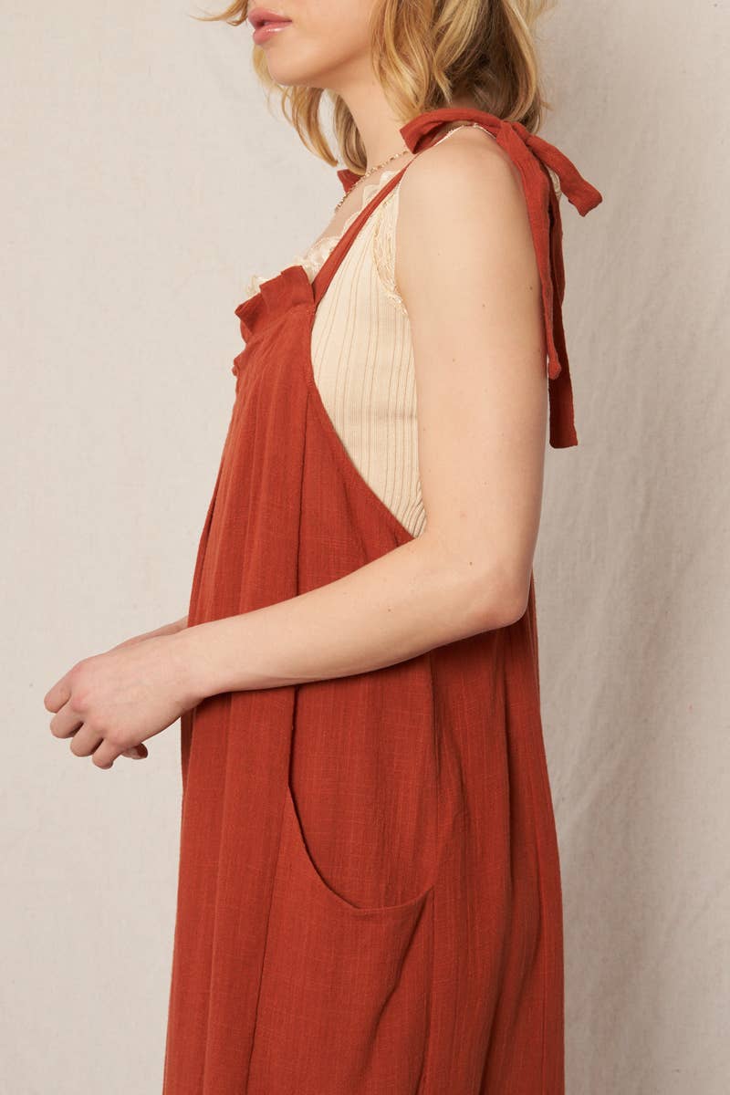 En Crème - Wholesale Jumpsuit - Women's - Ruched Neck Shoulder Tie Loose Fit Jumpsuit20