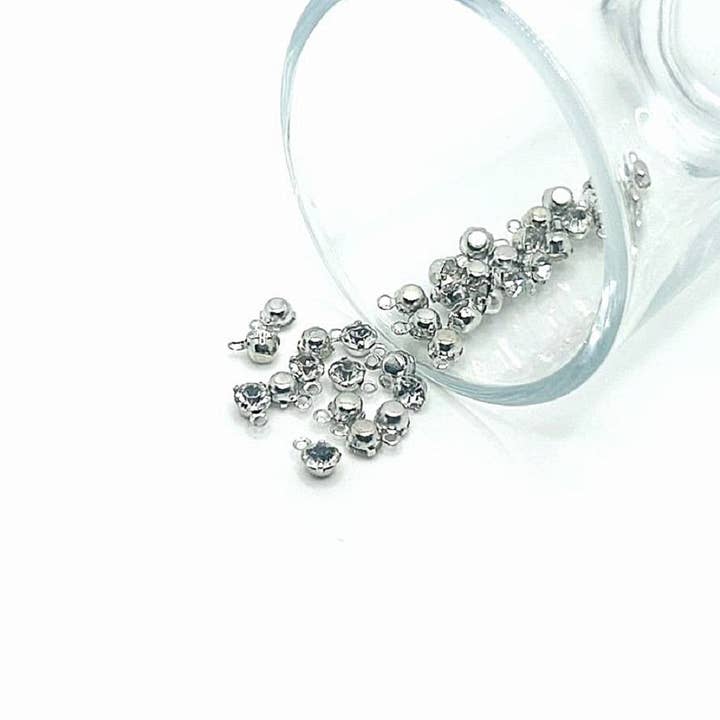 Guerrilla Charm - Wholesale Individual Charm/Pendant - 50 Pcs Tiny Diamond Rhinestone Charms