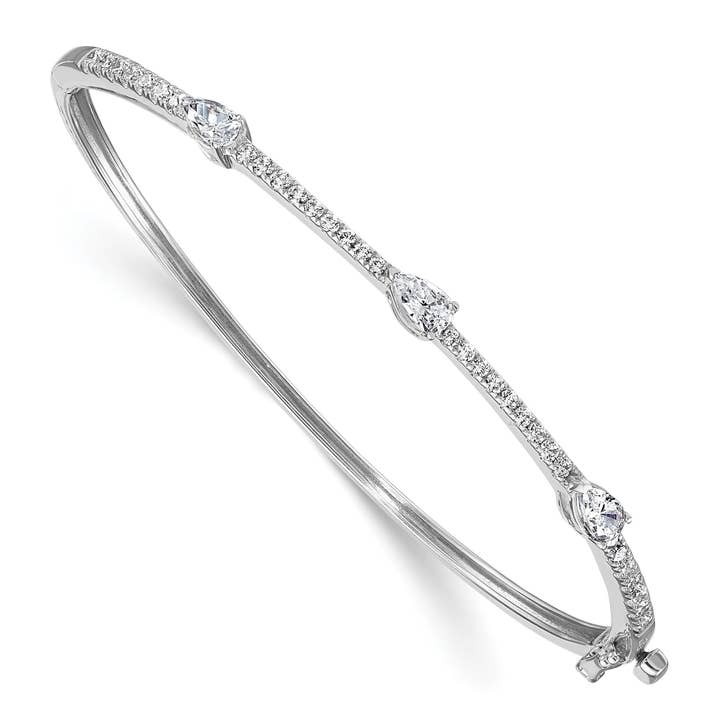 14K Gold Lab Grown Diamond Pear Hinged Bangle Bracelets for wholesale by Fine Diamond
