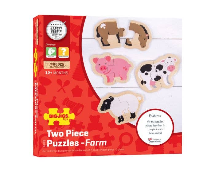 Bigjigs Toys - Wholesale Puzzle - Kids - Two Piece Puzzles - Farm2