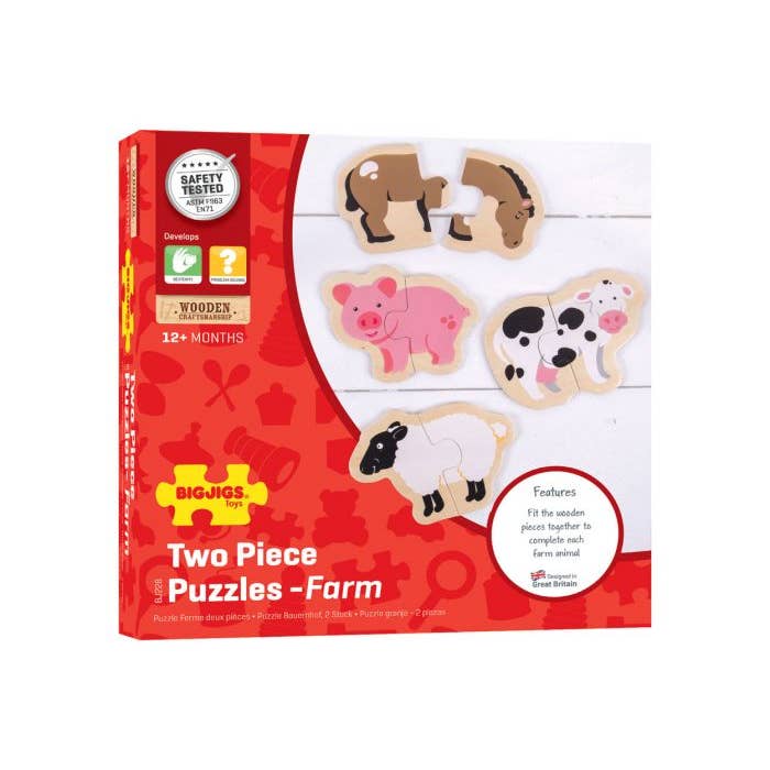 Bigjigs Toys - Wholesale Puzzle - Kids - Two Piece Puzzles - Farm2