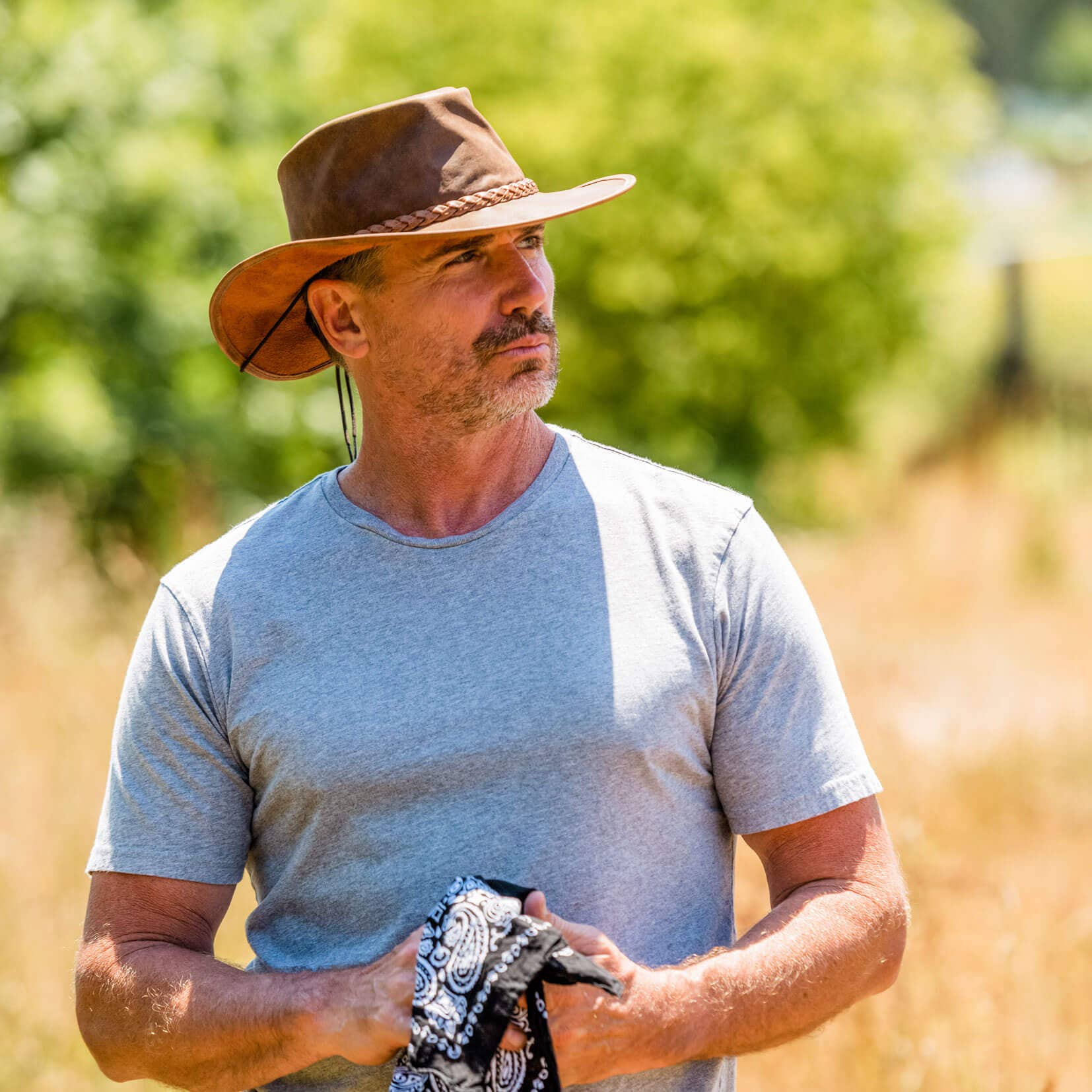 American Hat Makers - Wholesale Cowboy Hat - Unisex - Premium Crushable Leather Outback Hat - Style Crusher41