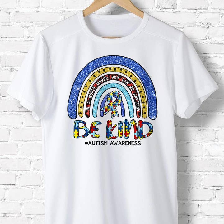 Chemise Be Kind, chemise arc-en-ciel sur l'autisme, sensibilisation pour la vente par ShopLukeGifts