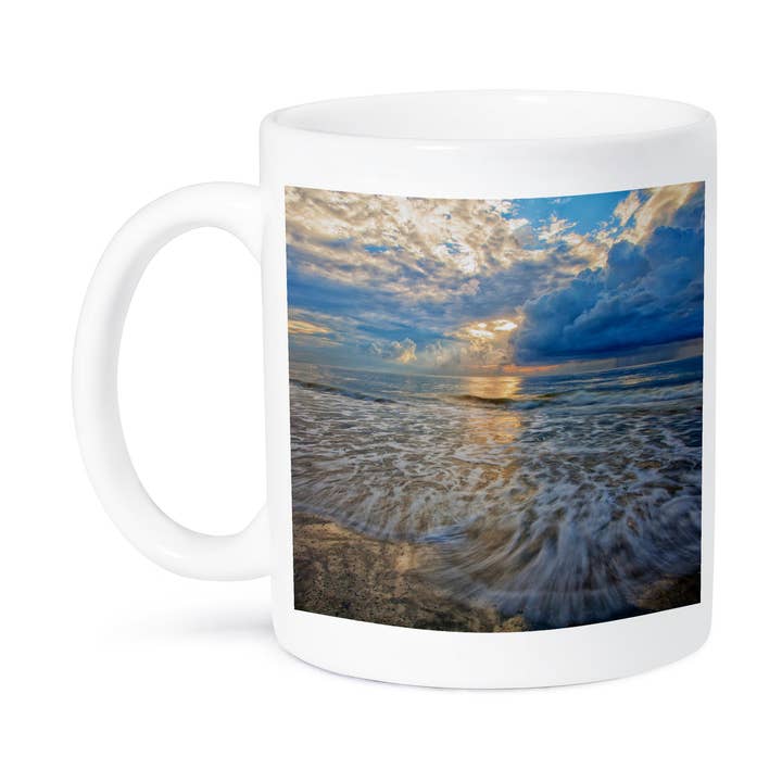 3dRose, Georgia, Tybee Island. Dramatic sunrise over the beach., Mug for wholesale by 3dRose