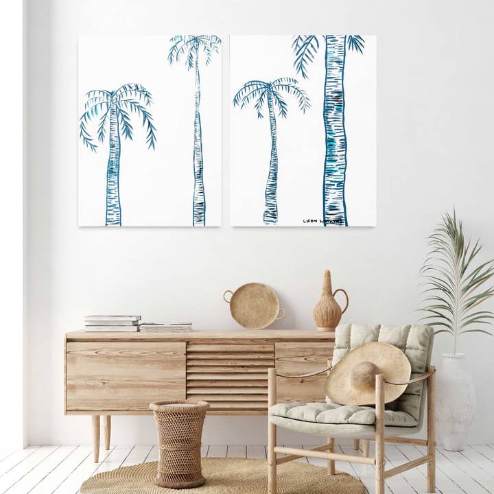 Set de impresión sobre lienzo Indigo Ink Palms, par para venta al por mayor de Libby Watkins