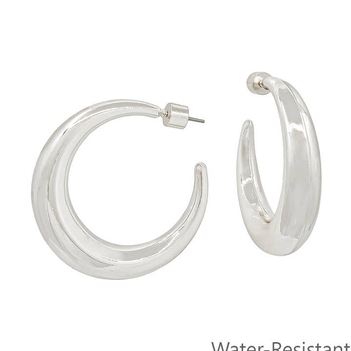 Brincos de Argola Redondos Prateados de 2" por atacado de What's Hot