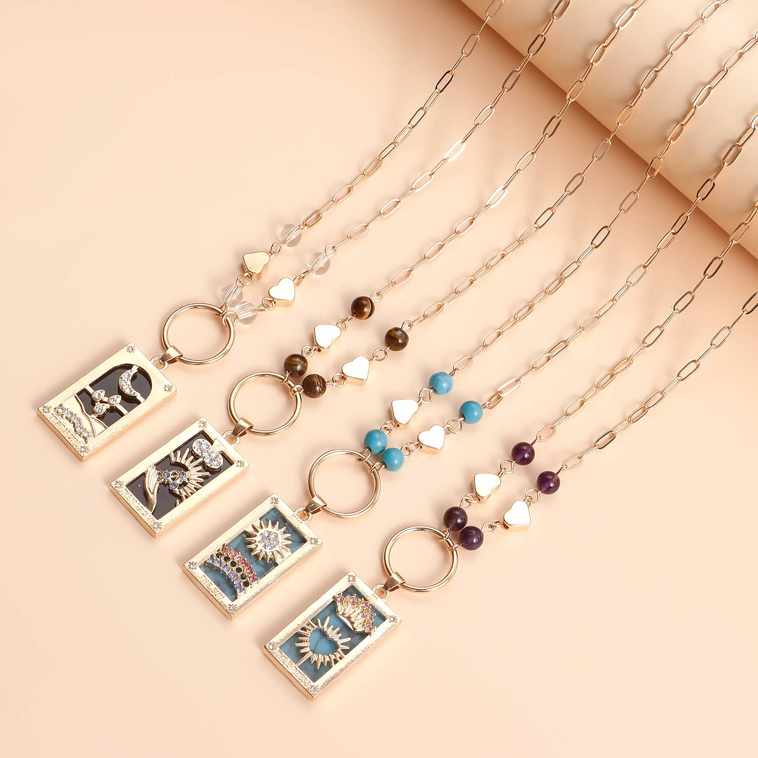 Gemscape UK - Wholesale Pendant/Charm Necklace - Tarot Design Beaded Necklace with Crystal -Trendy Jewelry20