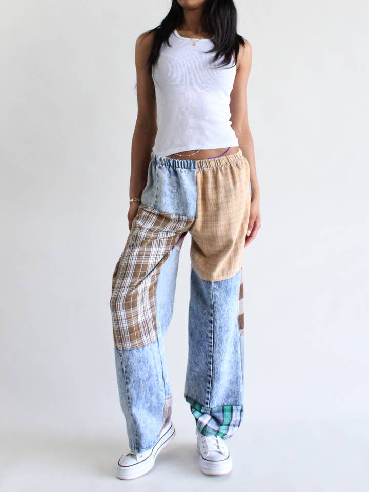 American Recycled Clothing - Wholesale Pants - Women's - Flannel & Denim Combo Pants Bundle12