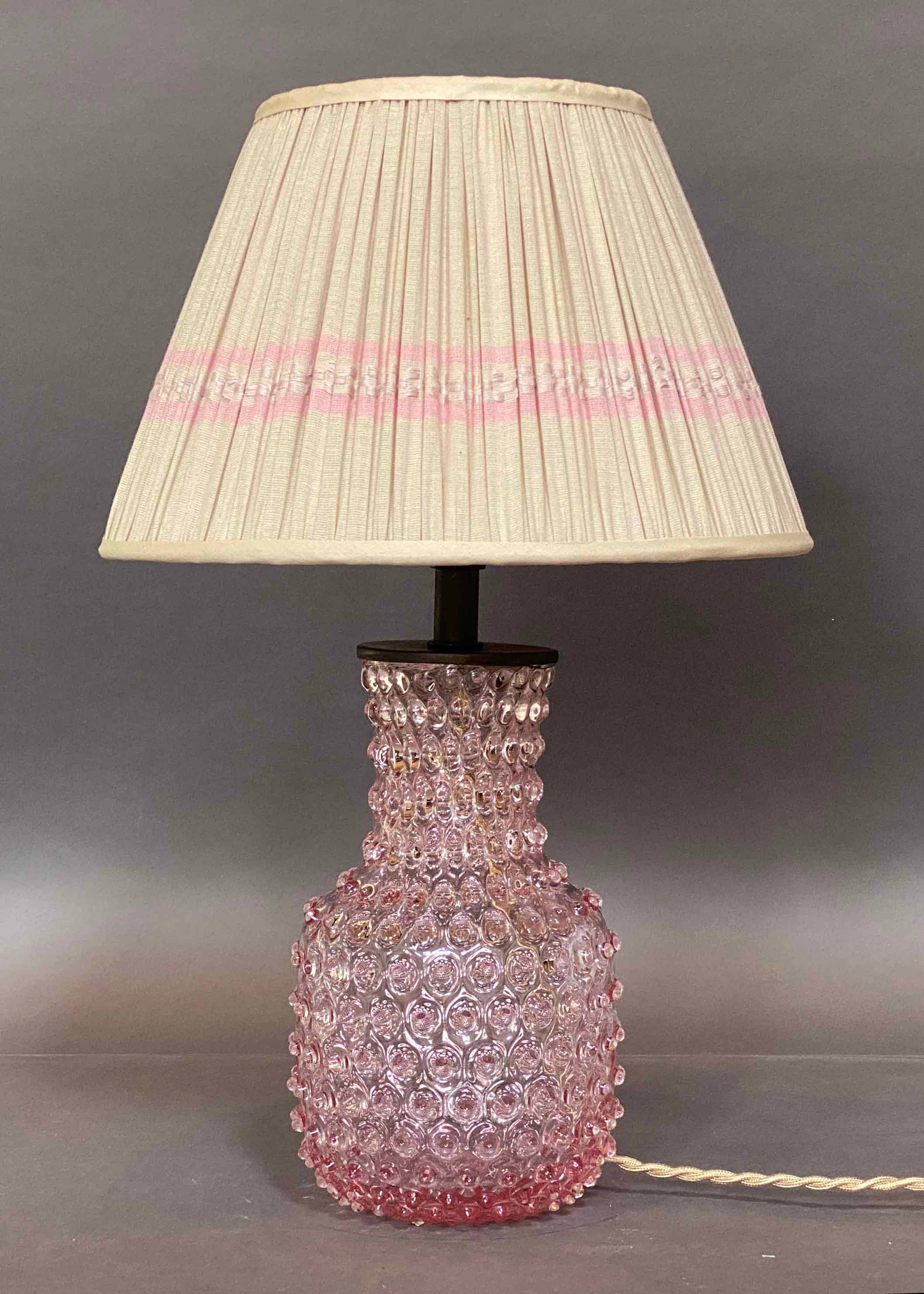 Samarkand Design - Wholesale Accent/Desk Lamp - Anika Pink Hobnail Glass Lamp Base1