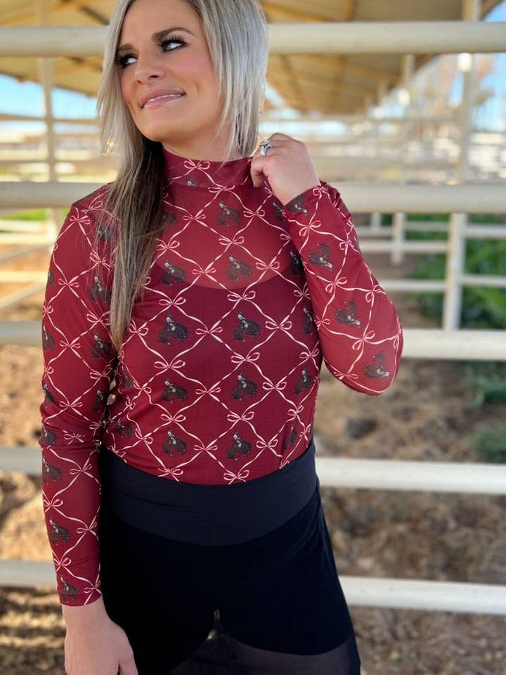 Sterling Kreek - Wholesale Blouse - Women's - Bronc & Bows Mesh Top