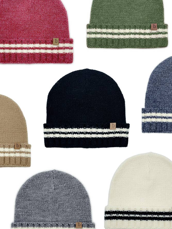 Stribet Strik Super Soft Cuff Beanie for engroshandel hos Hana