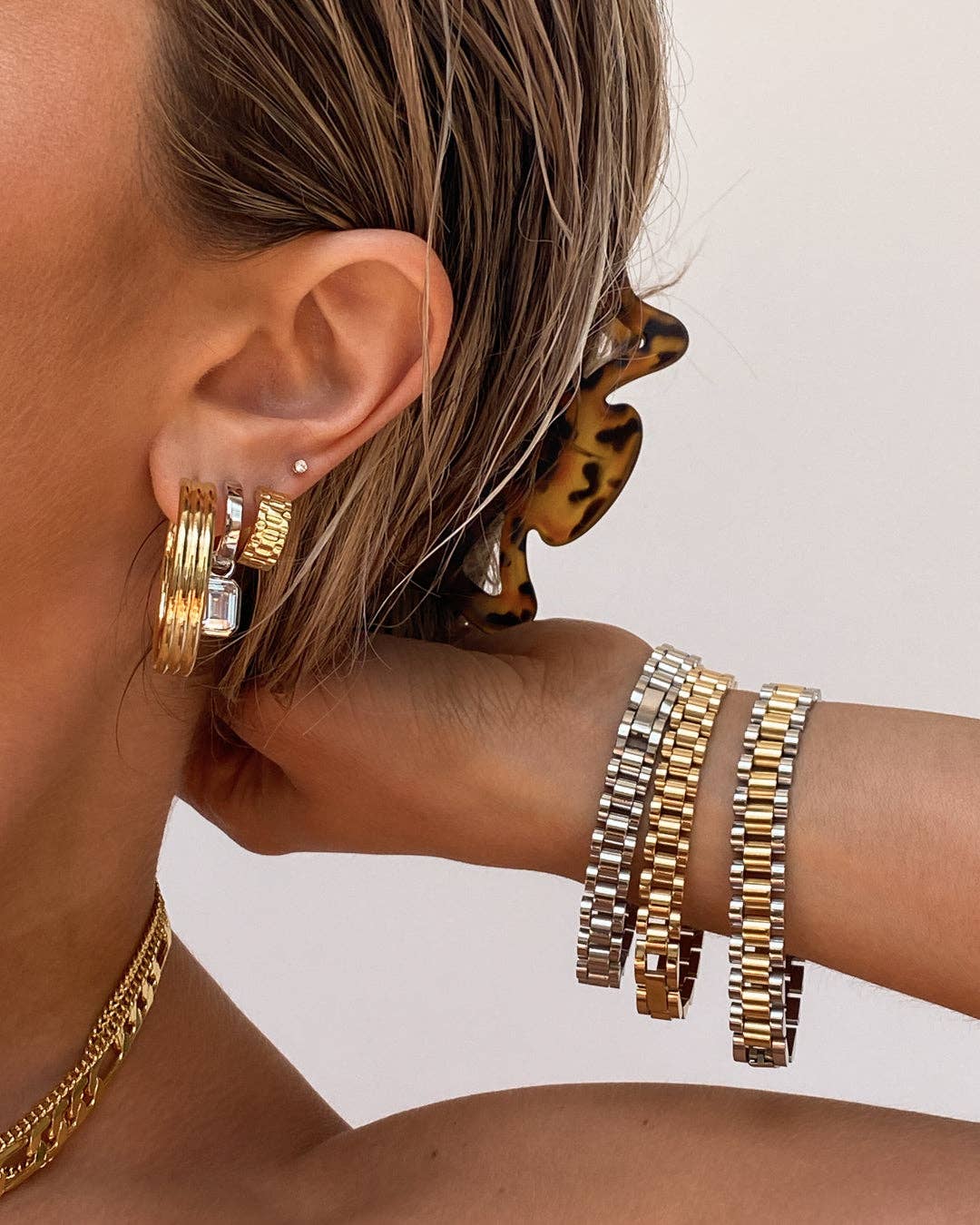 Luv AJ - Wholesale Link & Chain Bracelet - Two-toned Timepiece Bracelet10