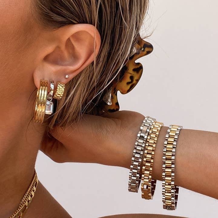 Luv AJ - Wholesale Link & Chain Bracelet - Two-toned Timepiece Bracelet10