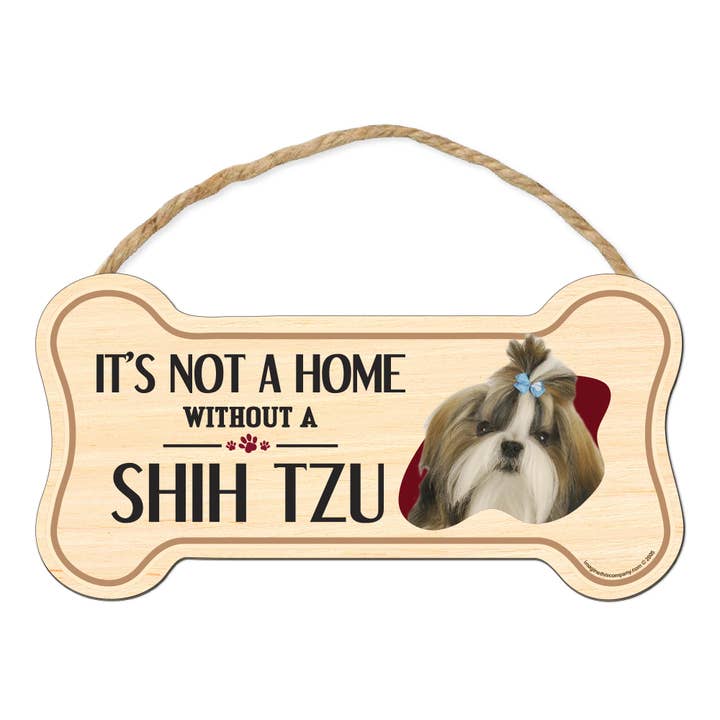 Shih Tzu Bone Shaped Wood Sign for wholesale by Imagine This Company