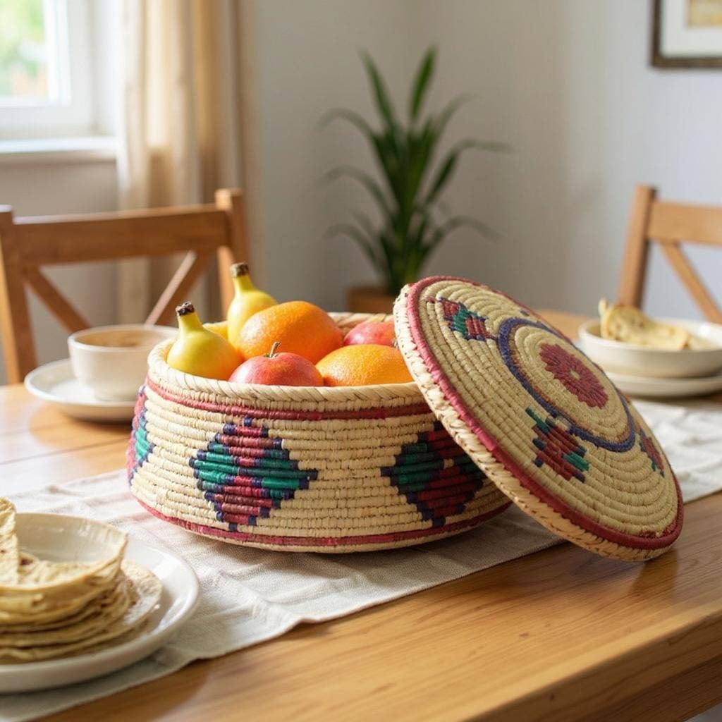 Handmade 12" Basket with Lid - Storage Hamper Basket for wholesale by ArtisanalEmporiumLLC