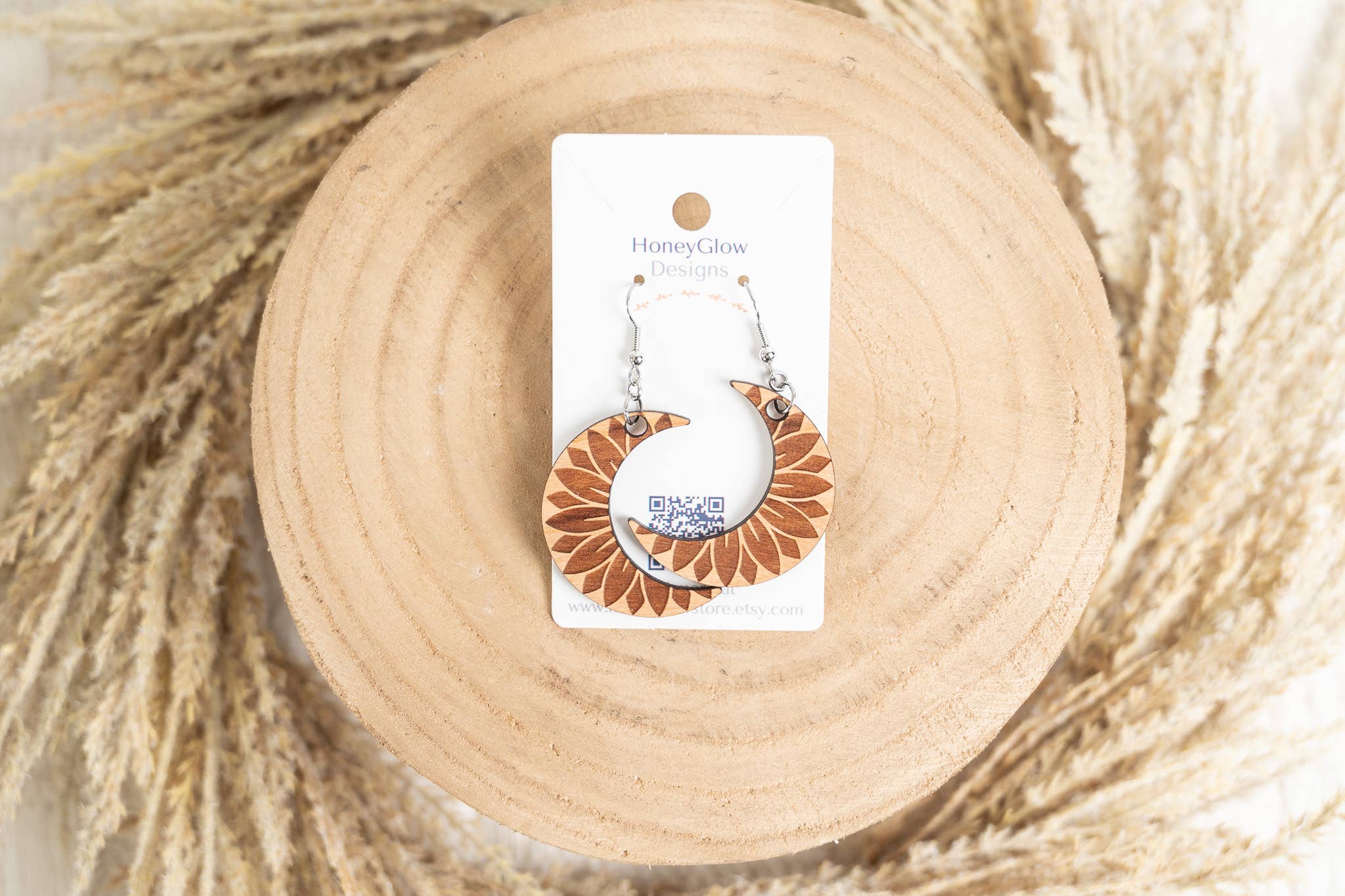 HoneyGlow Designs - Wholesale Dangle Earrings - Moon Sunflower Earrings4